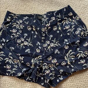 LOFT High Waist Floral Navy Shorts